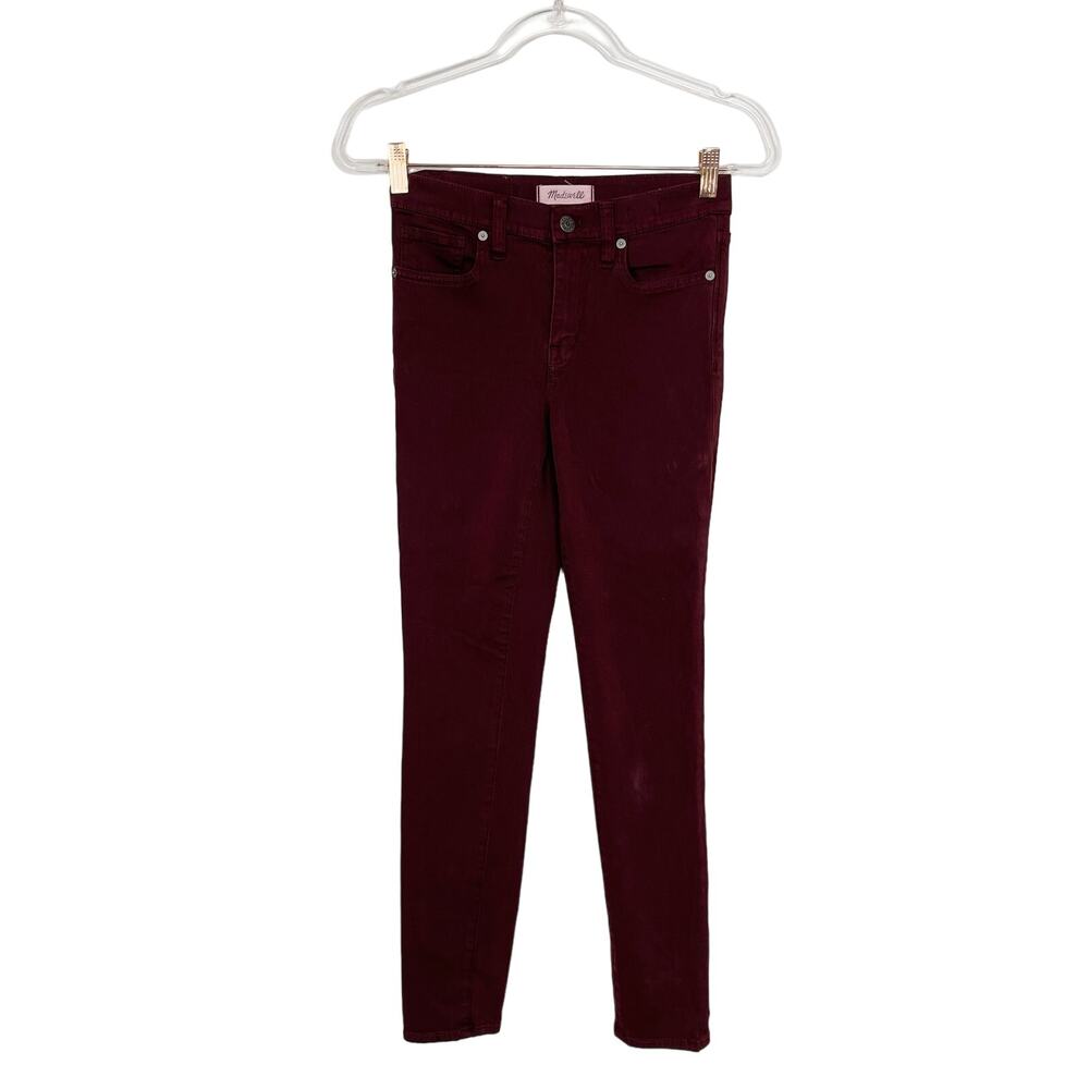 Madewell 9" High Rise Skinny Sateen Jeans 24 Burgundy Red Cotton Modal Stretch